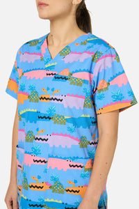 Gorman - Croc Snap Top & Pant Scrub Set - blue