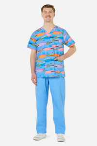Gorman - Croc Snap Top & Pant Scrub Set - blue
