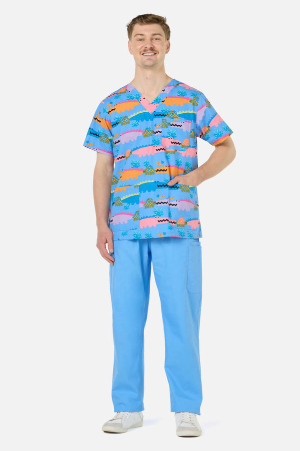 Gorman - Croc Snap Top & Pant Scrub Set - blue
