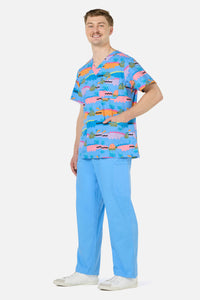 Gorman - Croc Snap Top & Pant Scrub Set - blue