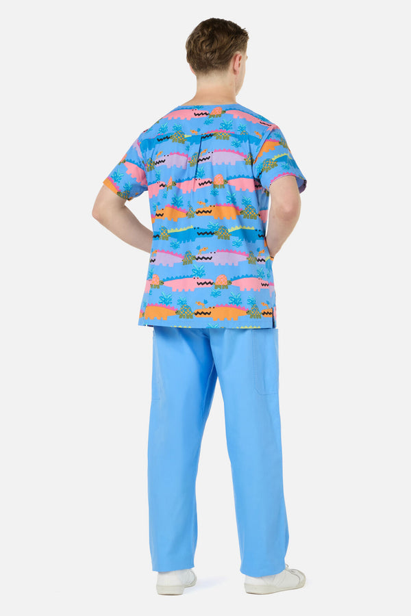 Gorman - Croc Snap Top & Pant Scrub Set - blue
