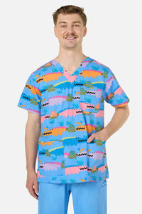 Gorman - Croc Snap Top & Pant Scrub Set - blue