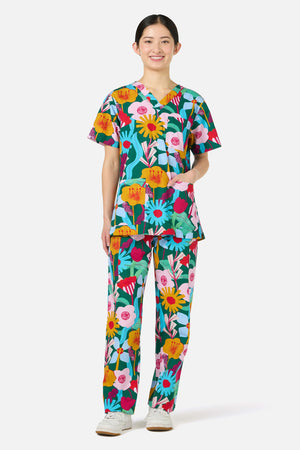 Gorman - Paper Blooms Scrub Set - green