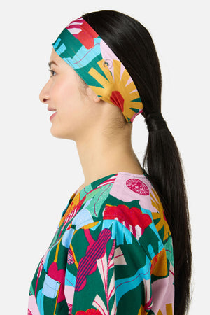 Gorman - Paper Blooms Scrub Headband - green