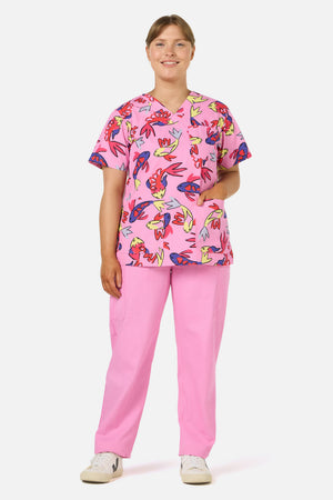 Gorman - Koi Pond Top & Pant Scrub Set - pink