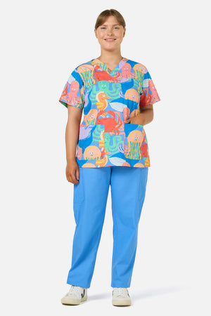 Gorman - Sea Creatures Top & Pant Scrub Set - blue