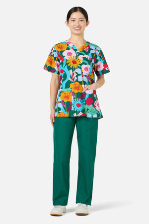 Gorman - Paper Blooms Top & Pant Scrub Set - green