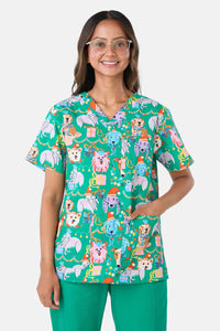 Gorman - Santa Paws Mixed Scrub Set - green