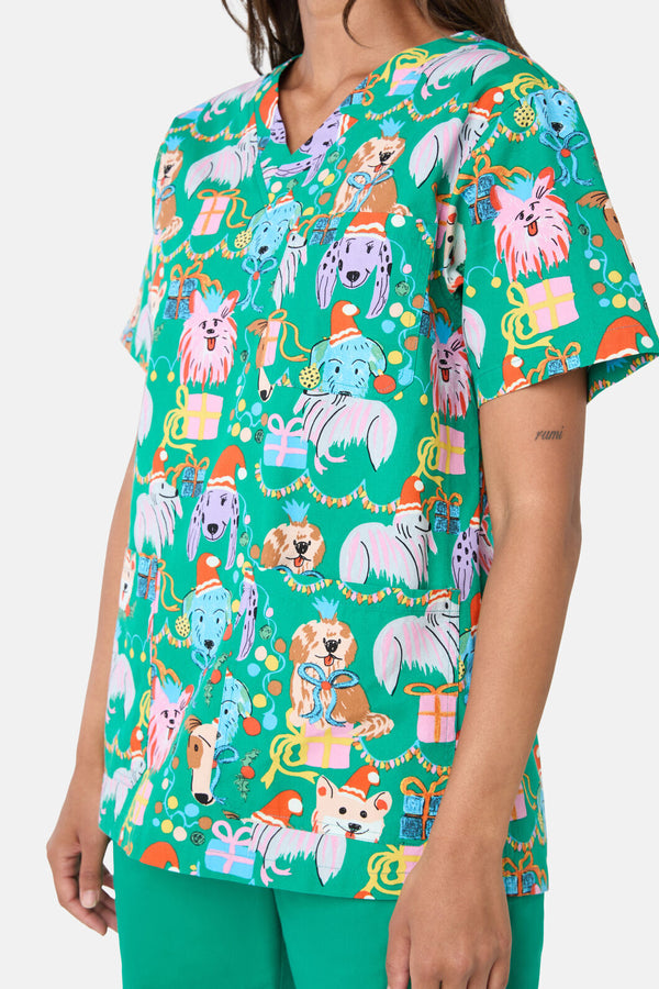 Gorman - Santa Paws Mixed Scrub Set - green