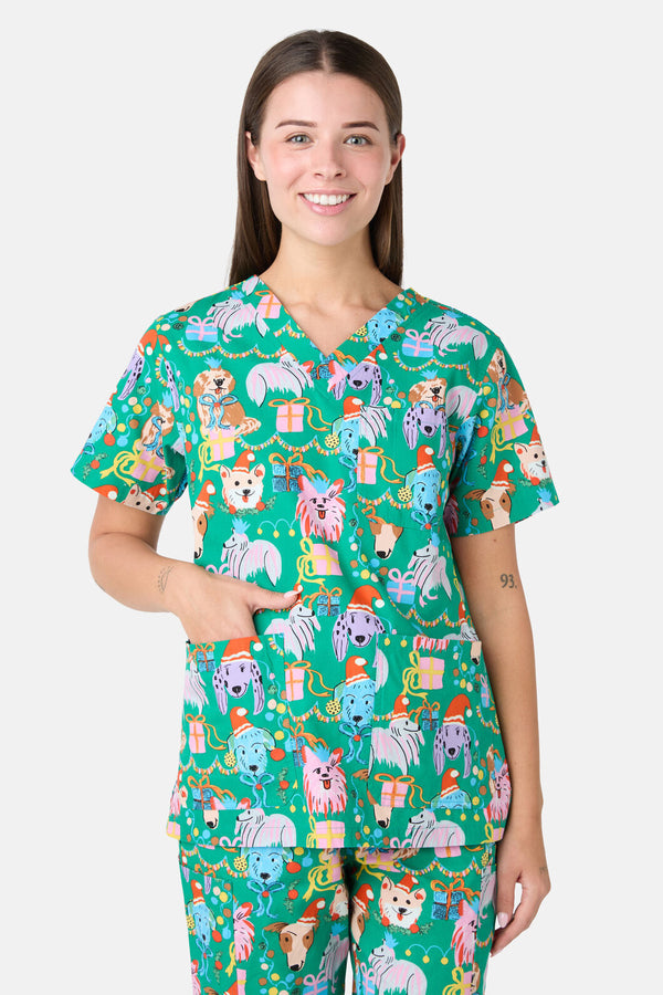Gorman - Santa Paws Scrub Set - green