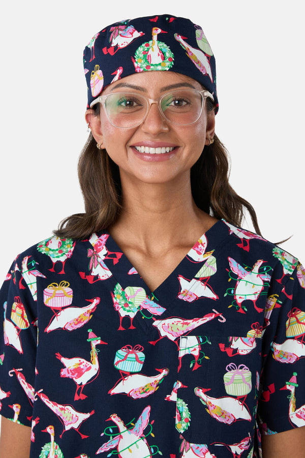 Gorman - Christmas Goose Scrub Hat - navy