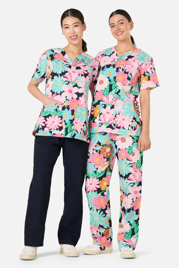 Gorman - Magic Floral Top & Pant Scrubs - navy