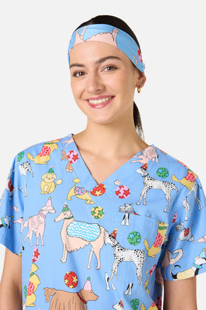 Gorman - Dog Picnic Scrub Headband - blue