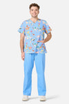 Gorman - Dog Picnic Top & Pant Scrub Set - blue