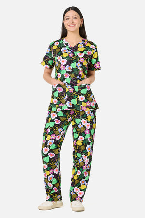 Gorman - Blossom Boulevard Scrub Set - black
