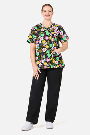 Gorman - Blossom Boulevard Mixed Scrubs - black