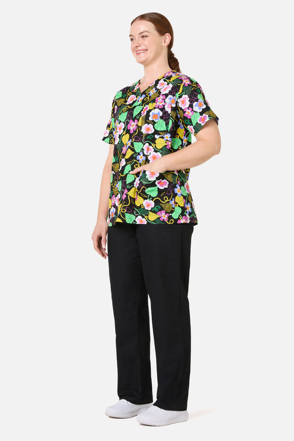 Gorman - Blossom Boulevard Mixed Scrubs - black