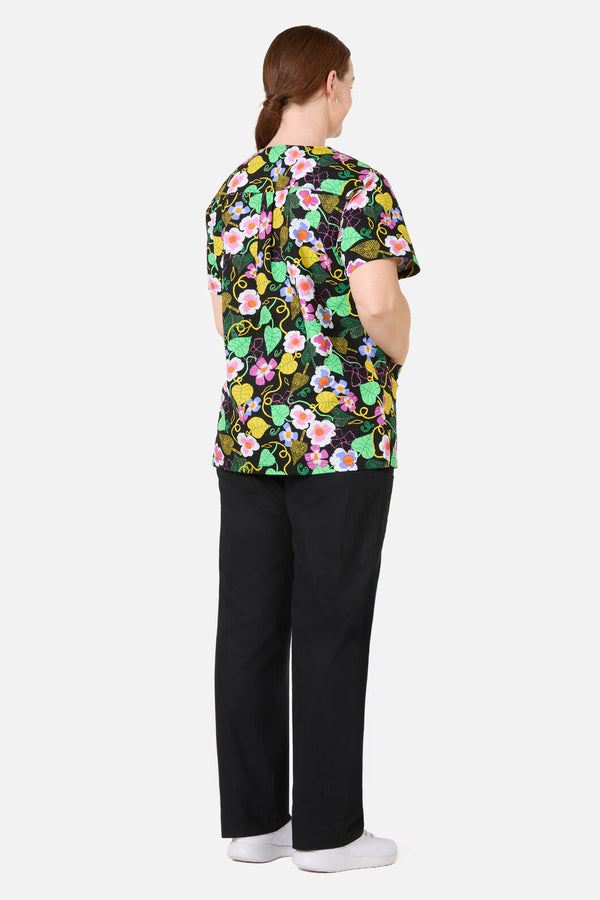 Gorman - Blossom Boulevard Mixed Scrubs - black