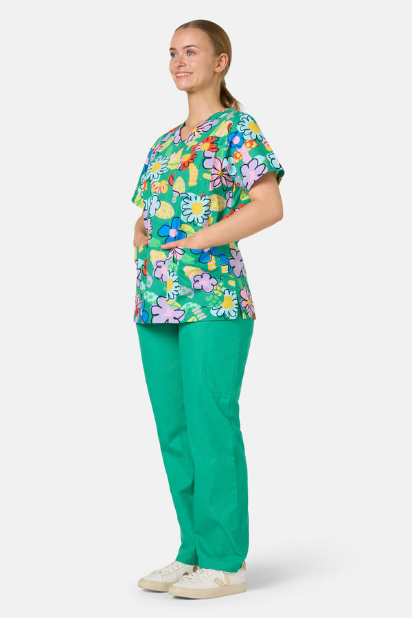 Gorman - Floral Pop Mixed Scrub Set - green