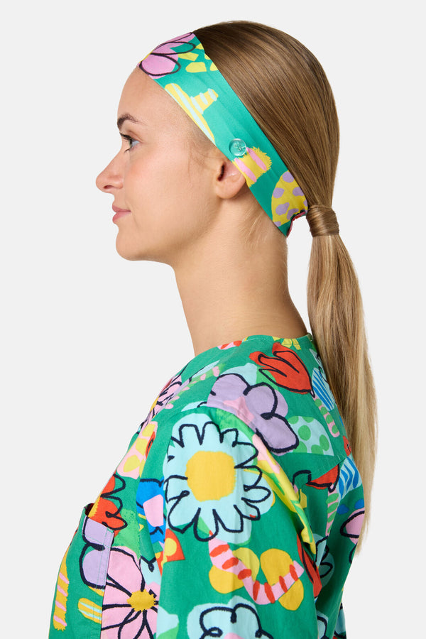 Gorman - Floral Pop Scrub Headband - green