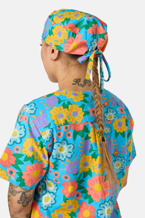 Gorman - Painted Garden Scrub Hat - aqua