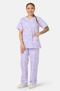 Gorman - Lilac Cat Scrub Set - lilac