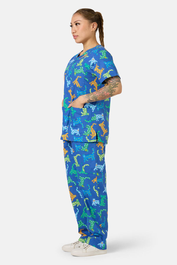 Gorman - Spotty Cats Scrub Set - navy