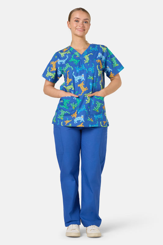 Gorman - Spotty Cats Mixed Scrub Set - navy