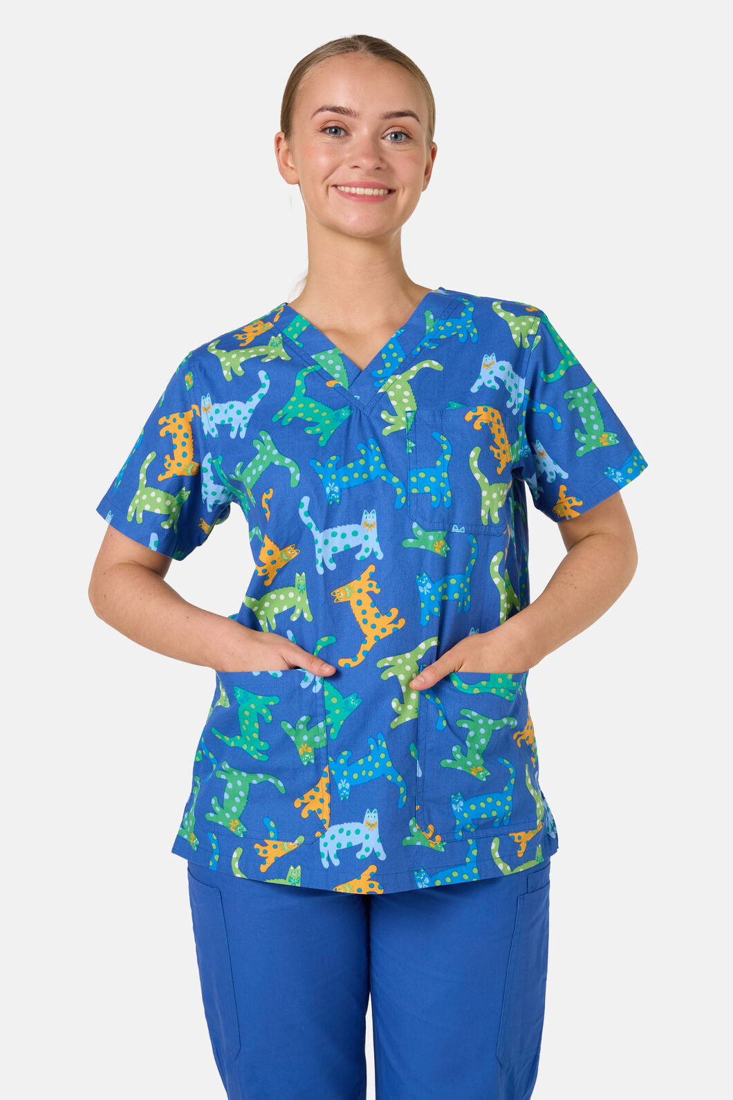 Gorman - Spotty Cats Mixed Scrub Set - navy
