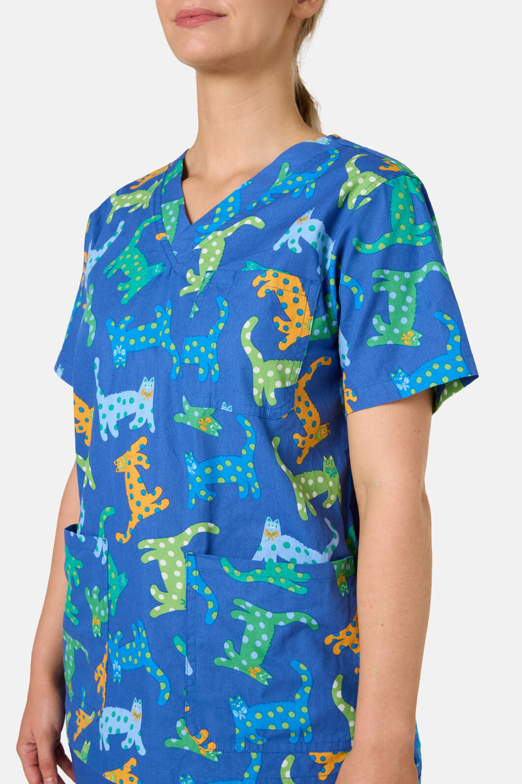 Gorman - Spotty Cats Mixed Scrub Set - navy