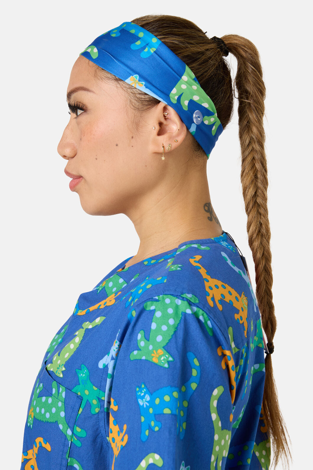 Gorman - Spotty Cats Scrub Headband - navy