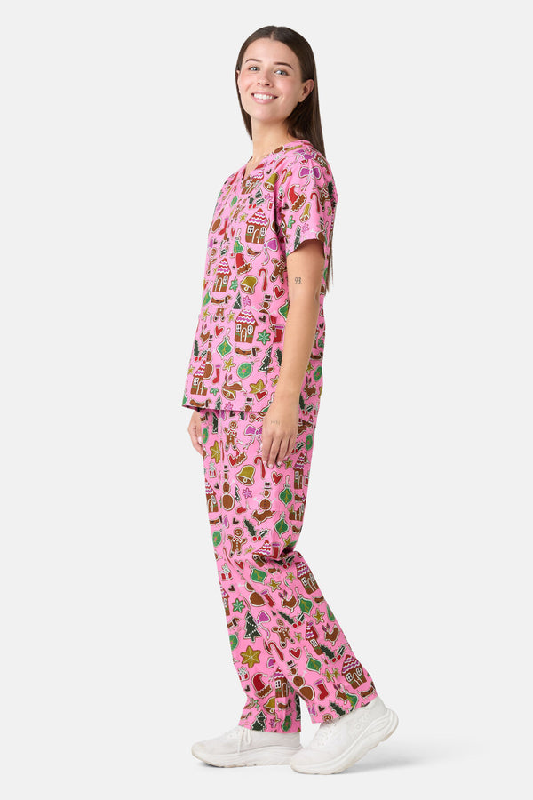 Gorman - Gingerbread Wonderland Scrub Set - pink