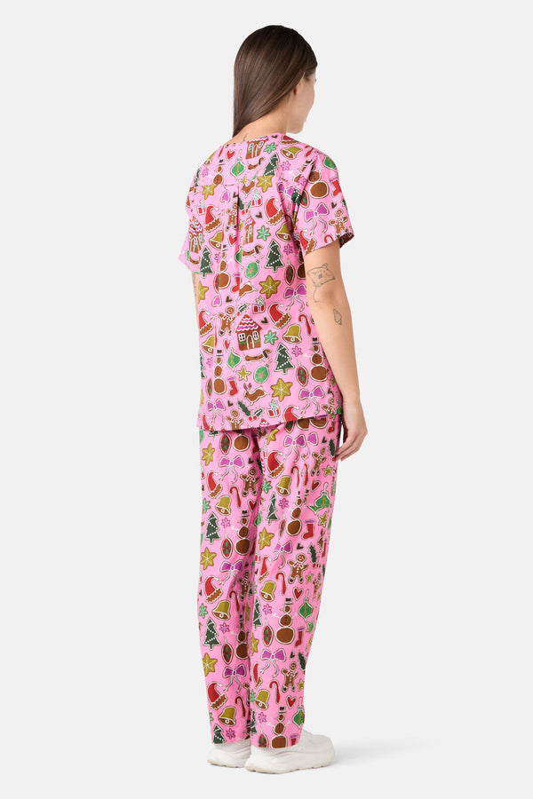 Gorman - Gingerbread Wonderland Scrub Set - pink