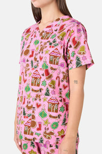 Gorman - Gingerbread Wonderland Scrub Set - pink