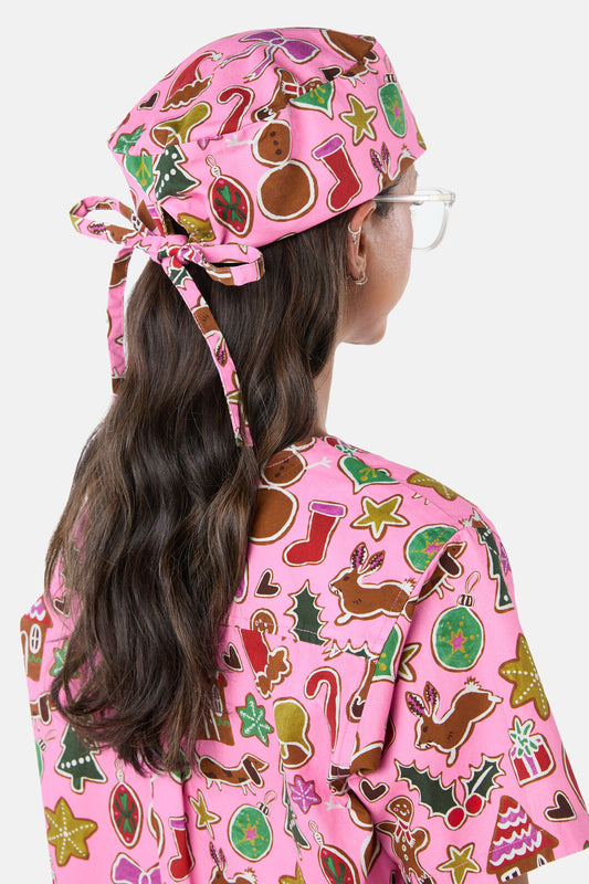 Gorman - Gingerbread Wonderland Scrub Hat - pink