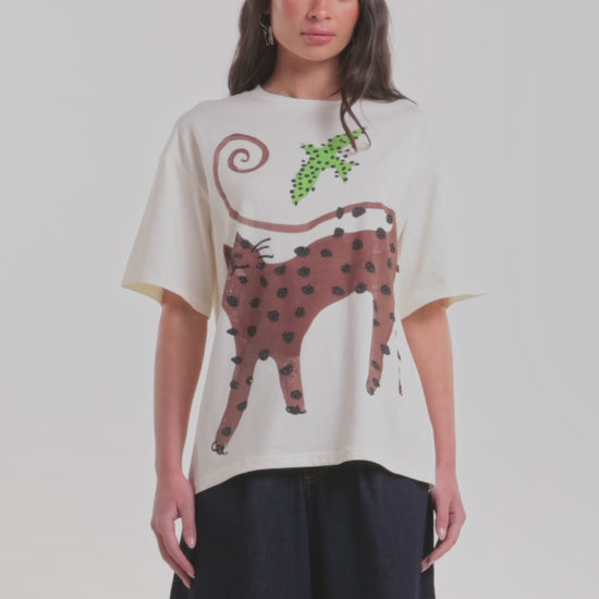 Gorman - Right Meow Placement Oversized Tee - print