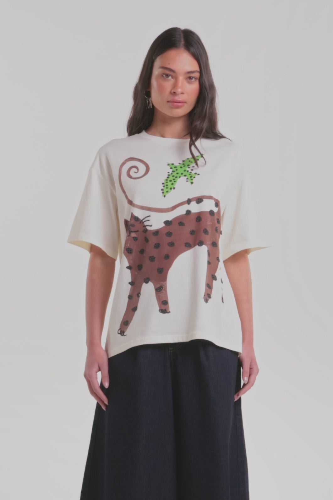 Gorman - Right Meow Placement Oversized Tee - print