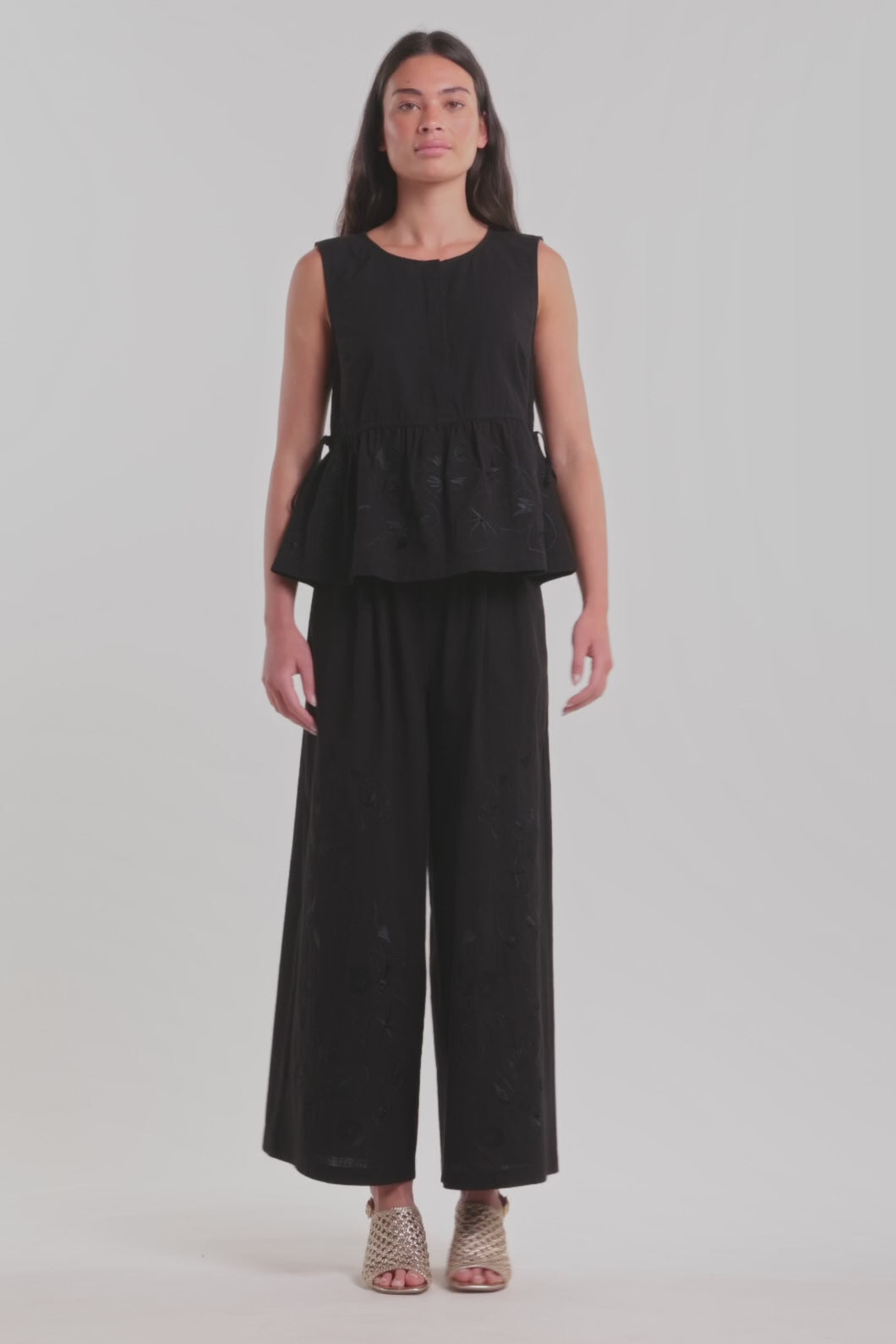 Gorman - Annie Anglaise Cotton Tank - black