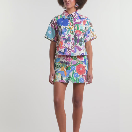 Gorman - Mariposa Denim Skort - print