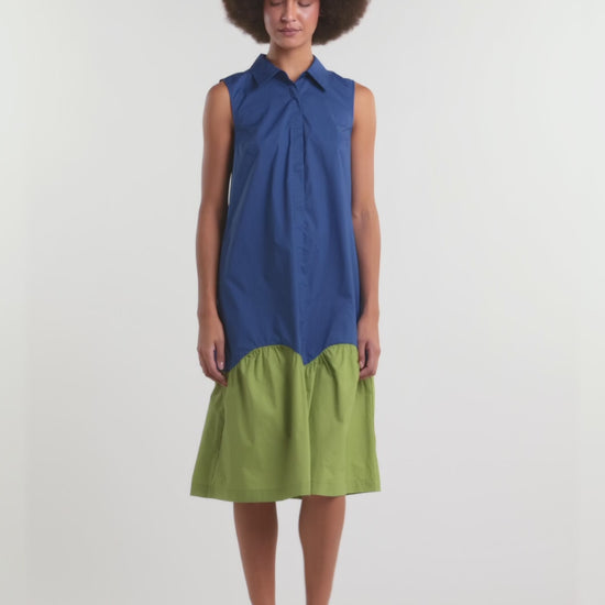 Gorman - Longline Cotton Shirt Dress - navy