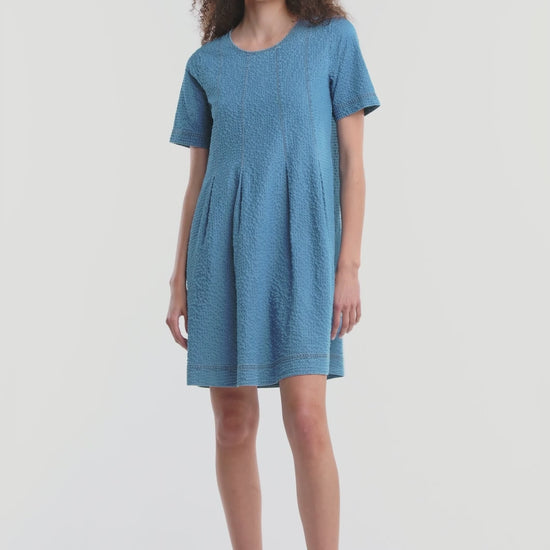 Gorman - Daphne Seersucker Denim Dress - mid-blue
