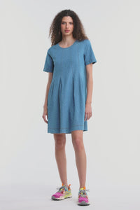 Gorman - Daphne Seersucker Denim Dress - mid-blue