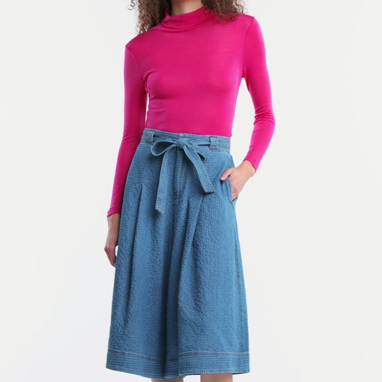 Gorman - Daphne Seersucker Denim Skort - mid-blue