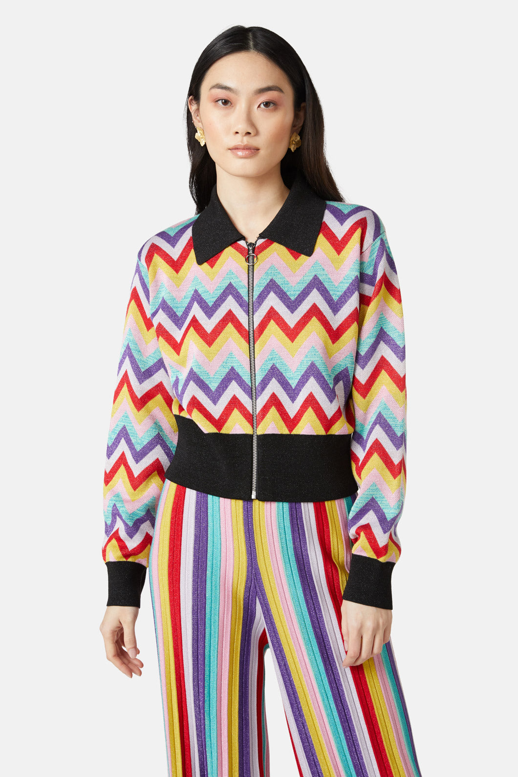 Gorman - Chevron Lurex Knit Jacket - multi