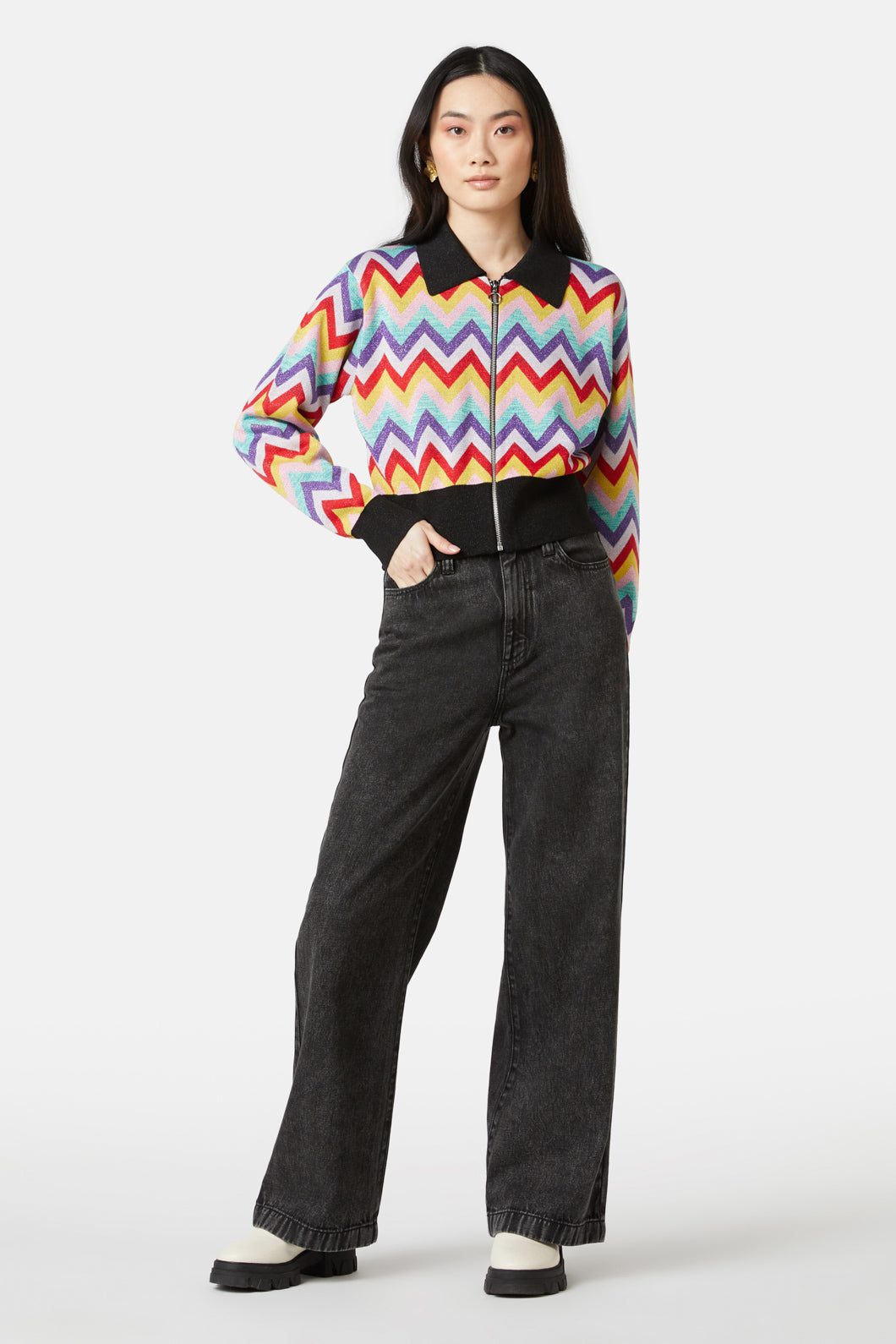 Gorman - Chevron Lurex Knit Jacket - multi