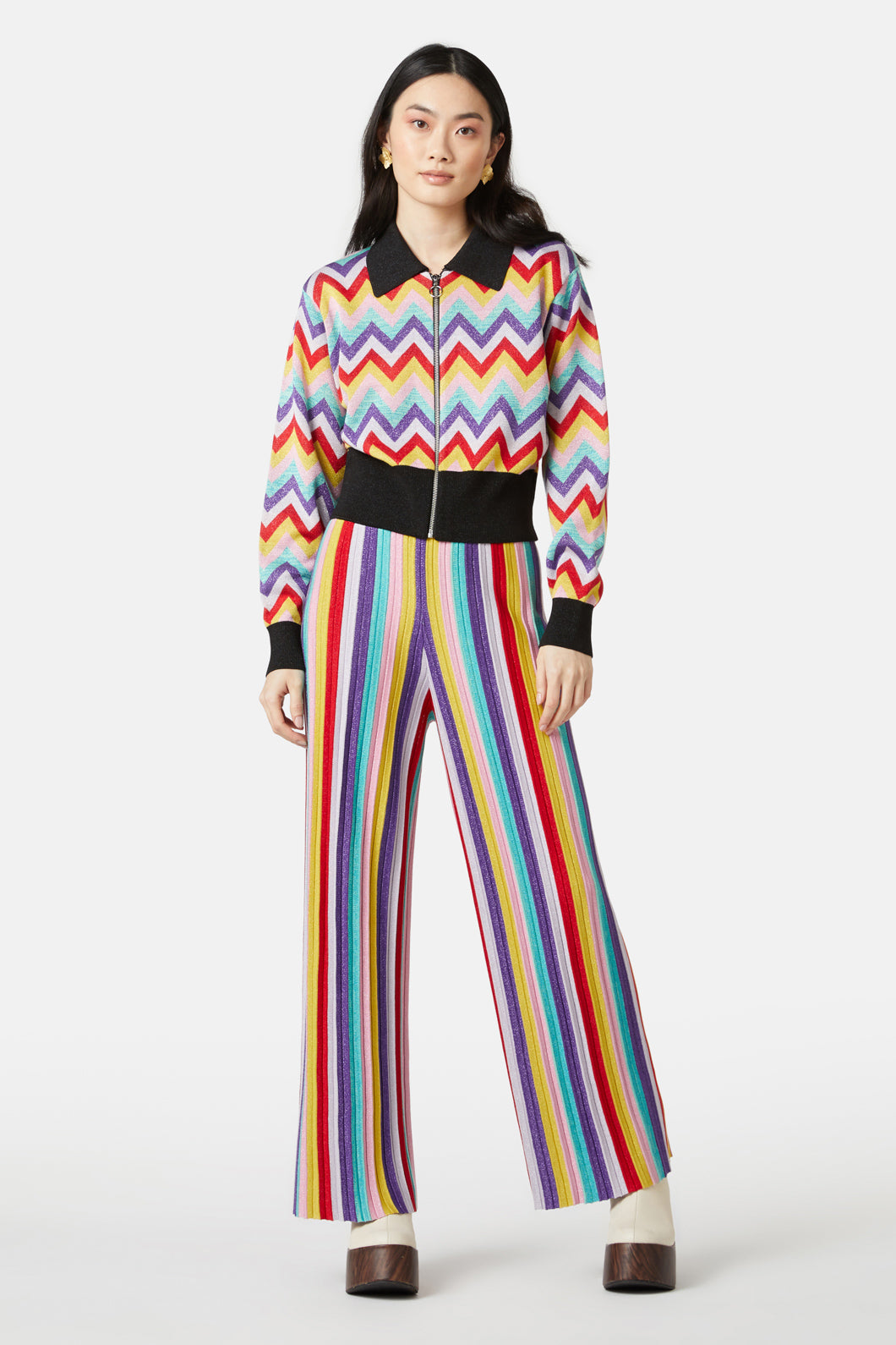 Gorman - Chevron Lurex Knit Jacket - multi