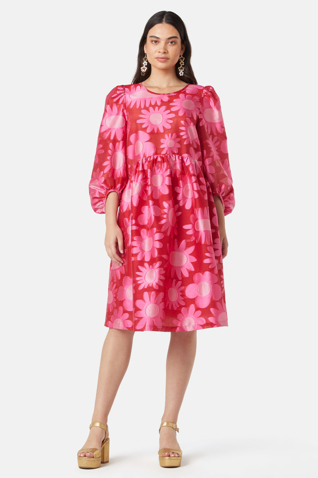 Gorman - Flowering Pink Jacquard Dress - print