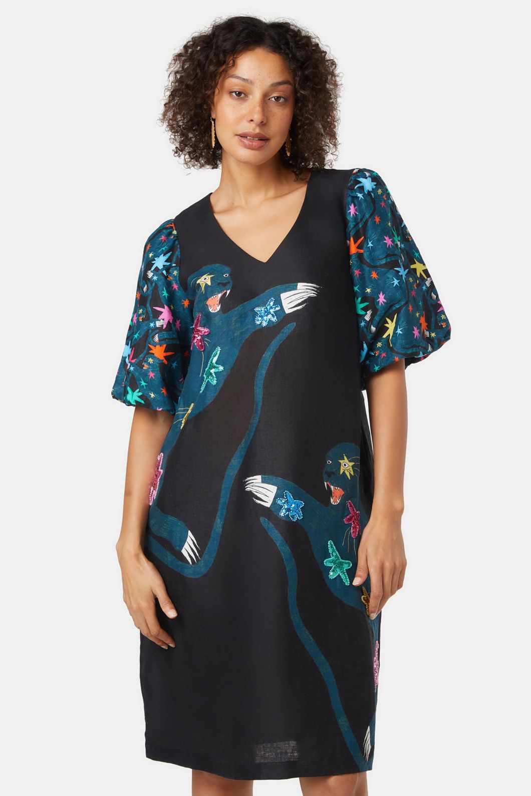 Gorman - Star Panther Embroidered Dress - print