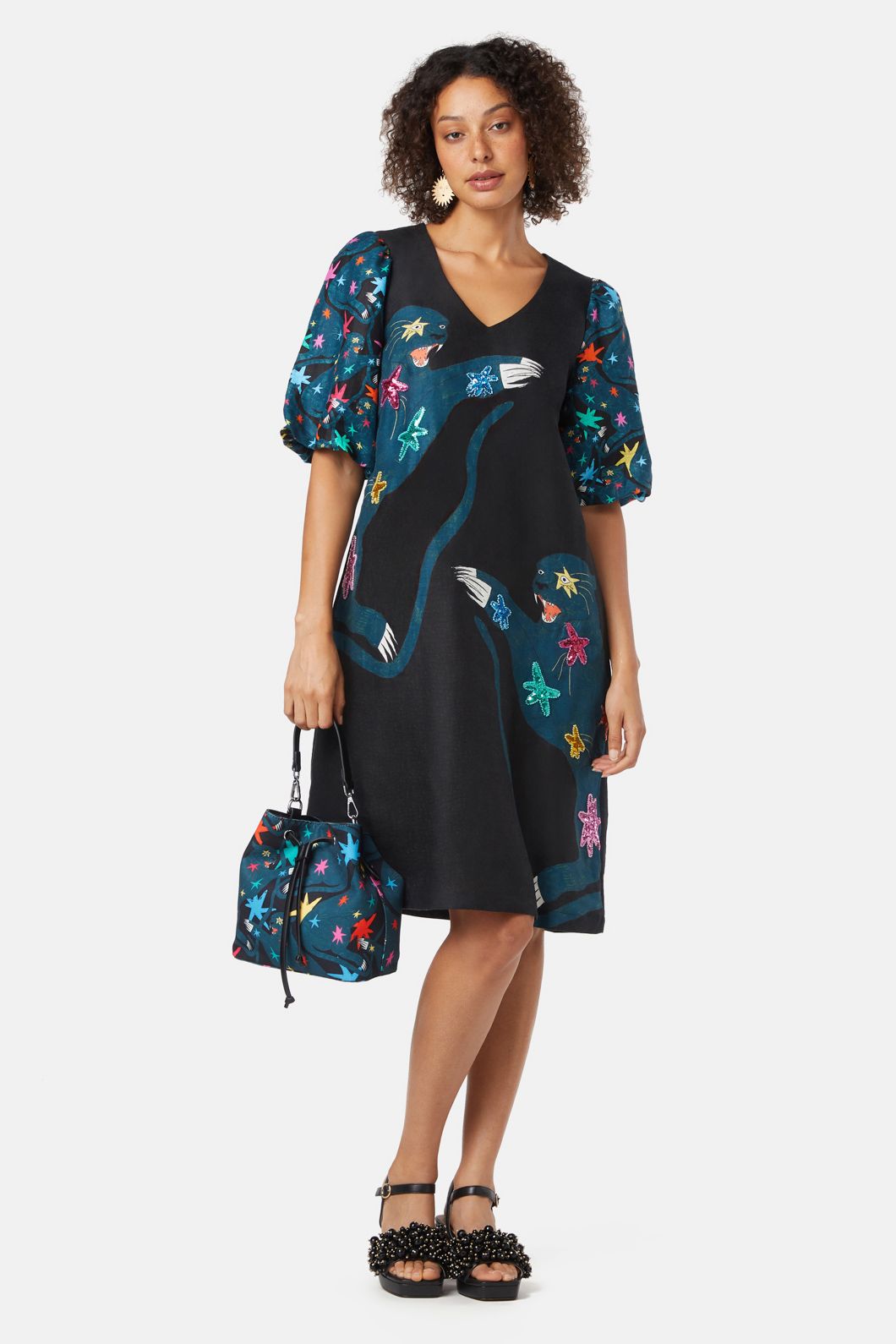 Gorman - Star Panther Embroidered Dress - print