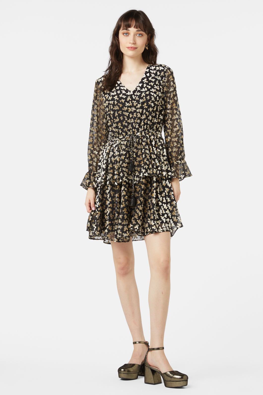Gorman - Champagne Bubbles Devore Dress - gold